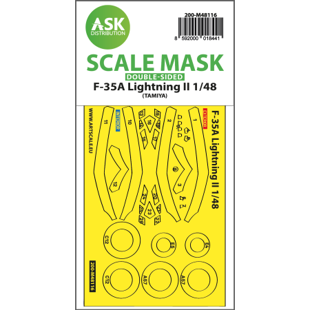 ASK ART SCALE KIT M48116 MASK F-35A LIGHTNING II DOUBLE-SIDED EXPRESS , SELF-ADHESIVE AND PRE-CUTTED FOR TAMIYA 1/48