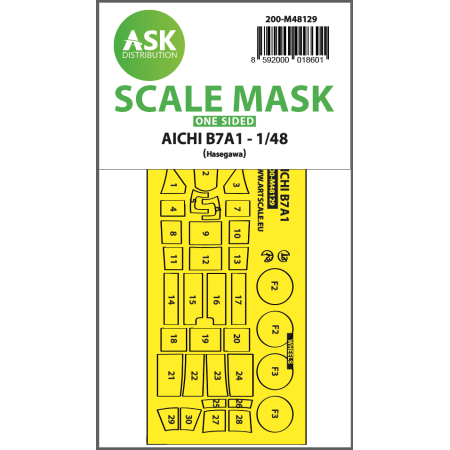 ASK ART SCALE KIT M48129 MASK AICHI B7A1 ONE-SIDED EXPRESS FOR HASEGAWA 1/48
