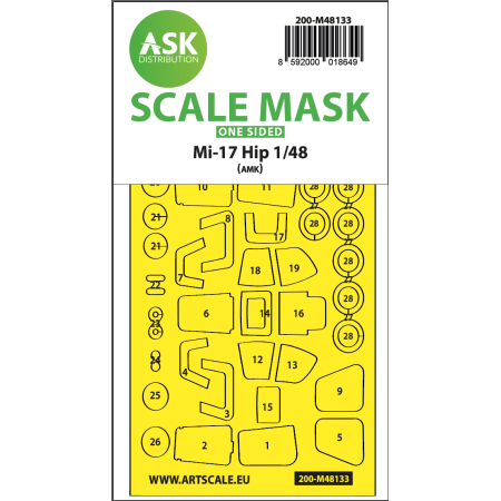 ASK ART SCALE KIT M48133 MASK MIL MI-17HIP ONE-SIDED EXPRESS FOR AMK 1/48