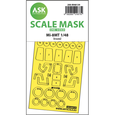 ASK ART SCALE KIT M48139 MASK MIL MI-8MT ONE-SIDED EXPRESS FIT FOR ZVEZDA 1/48