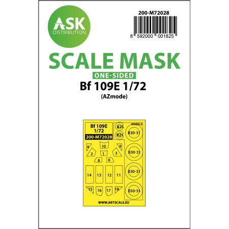 ASK ART SCALE KIT M72028 MASK BF 109E ONE-SIDED PAINTING FOR AZ MODEL 1/72