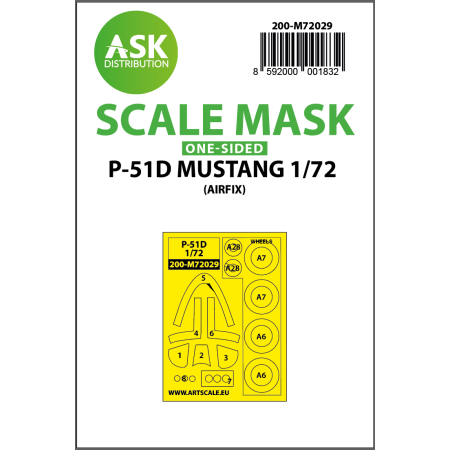 ASK ART SCALE KIT M72029 MASK P-51D MUSTANG ONE-SIDED PAINTING FOR AIRFIX 1/72