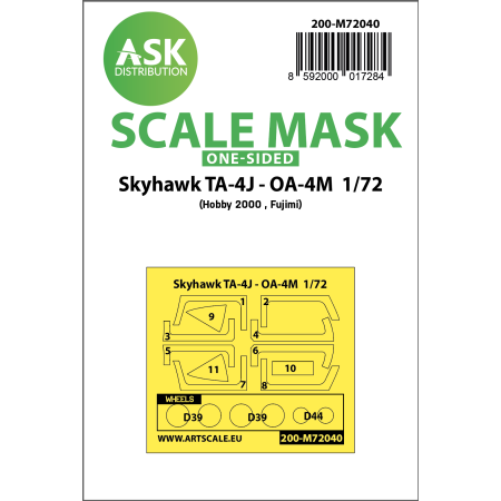 ASK ART SCALE KIT M72040 MASK SKYHAWK TA-4J - OA-4M ONE-SIDED PAINTING FOR HOBBY2000/FUJIMI 1/72