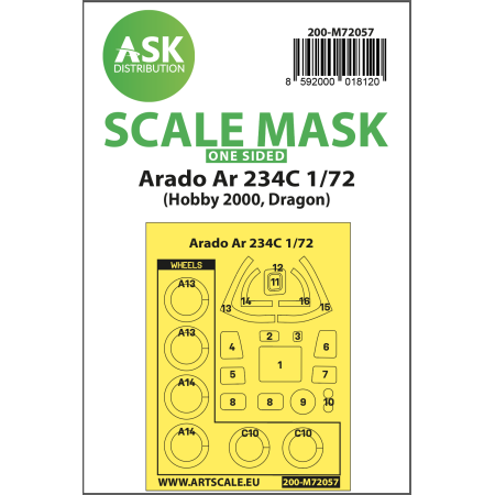 ASK ART SCALE KIT M72057 MASK ARADO AR 234C ONE-SIDED PAINTING EXPRESS FOR HOBBY2000 / DRAGON 1/72