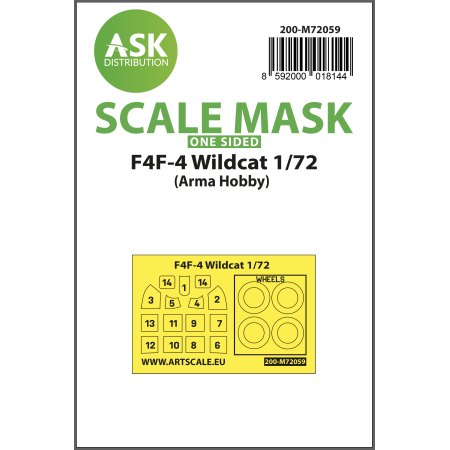 ASK ART SCALE KIT M72059 MASK F4F-4 WILDCAT ONE-SIDED PAINTING EXPRESS FOR ARMA HOBBY 1/72