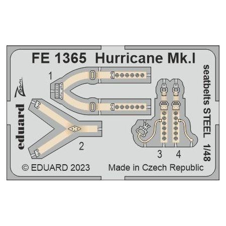 EDUARD FE1365 HURRICANE MK.I SEATBELTS STEEL (HOBBY BOSS) 1/48