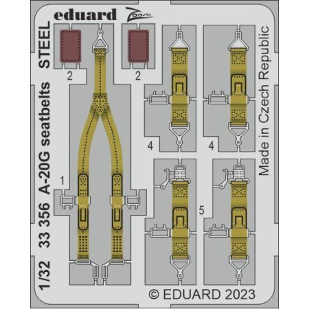 EDUARD 33356 A-20G SEATBELTS STEEL (HKM) 1/32