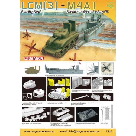 LCM(3) Landing Craft + M4A1 w/Deep Wading Kit 1/72