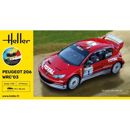 HELLER 56113 MAQUETTE VOITURE STARTER KIT PEUGEOT 206 WRC 2003 1/43