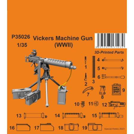 CMK P35026 3D PRINT MILITAIRE VICKERS MACHINE GUN (WWII VARIANT) 1/35