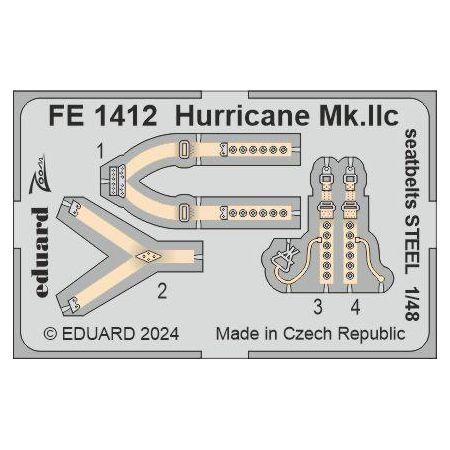 EDUARD FE1412 HURRICANE MK.IIC SEATBELTS STEEL (HOBBY BOSS) 1/48