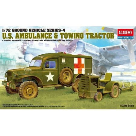 ACADEMY 13403 MAQUETTE MILITAIRE U.S. AMBULANCE & TOWING TRACTOR 1/72