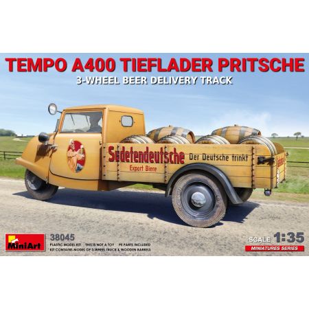 MINIART 38045 TEMPO A400 TIEFLADER PRITSCHE 3-WHEEL BEER DELIVERY TRUCK 1/35