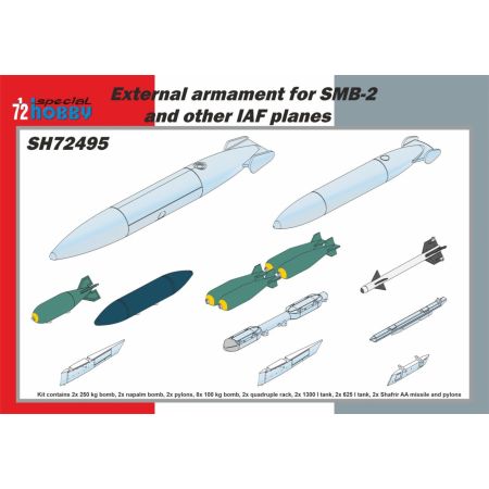 SPECIAL HOBBY 72495 MAQUETTE ACCESSOIRE AVION ARMEMENT POUR SMB 2 AND OTHER IAF PLANES 1/72