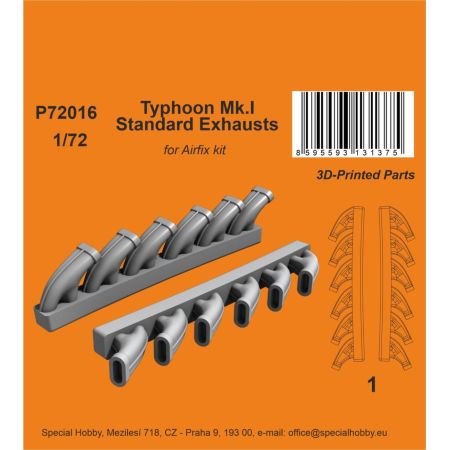 CMK 129-P72016 3D-PRINTED PARTS TYPHOON MK.I STANDARD EXHAUSTS 1/72 / FOR AIRFIX KIT