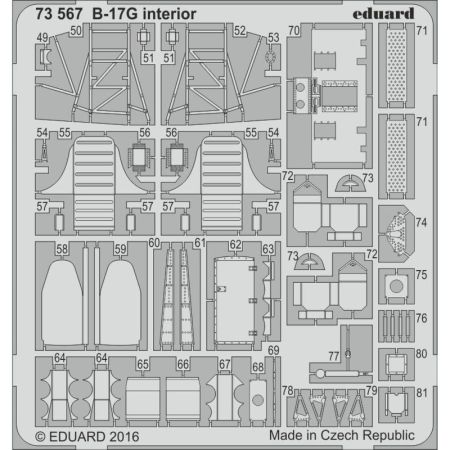 EDUARD 73567 B-17G COCKPIT INTERIOR 1/72 PHOTO ETCHED SET FOR AIRFIX