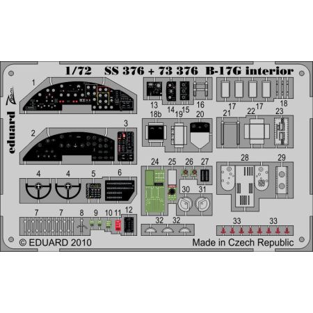 EDUARD 73376 B-17G INTERIOR 1/72 PHOTO ETCHED SET FOR REVELL