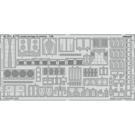 EDUARD 481011 B-17G UNDERCARRIAGE & EXTERIOR 1/48 PHOTO ETCHED SET FOR HKM