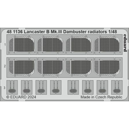 EDUARD 481136 LANCASTER B MK.III DAMBUSTER RADIATORS 1/48 PHOTO ETCHED SET FOR HKM