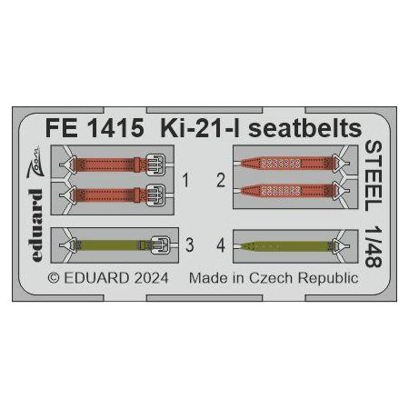 EDUARD FE1415 KI-21-I SEATBELTS STEEL 1/48 ZOOM SET FOR ICM