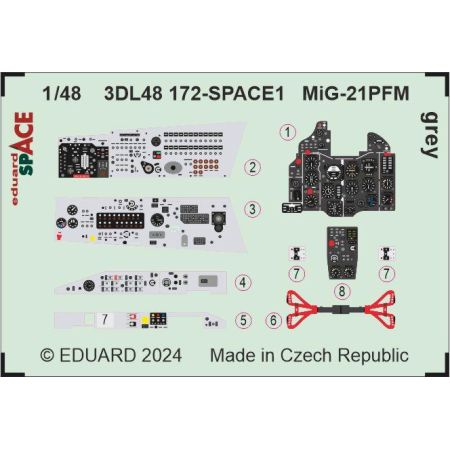 EDUARD 3DL48172 MIG-21PFM GREY SPACE 1/48 SPACE FOR EDUARD