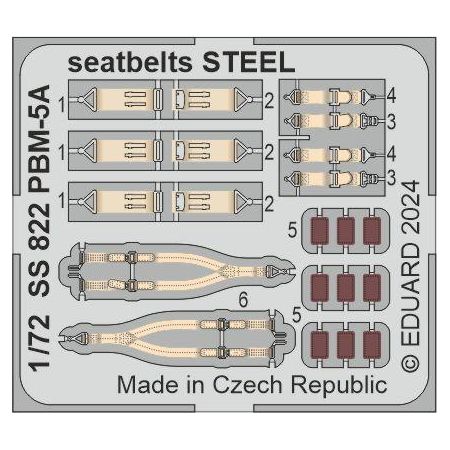 EDUARD SS822 PBM-5A SEATBELTS STEEL 1/72 ZOOM SET FOR ACADEMY