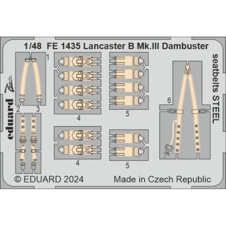 EDUARD FE1435 LANCASTER B MK.III DAMBUSTER SEATBELTS STEEL 1/48 ZOOM SET FOR HKM
