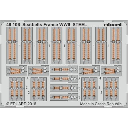 EDUARD 49106 SEATBELTS FRANCE WWII STEEL   1/48