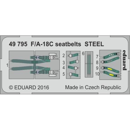 EDUARD 49795 F/A-18C SEATBELTS STEEL RECOMMANDÉ POUR KINETIC 1/48