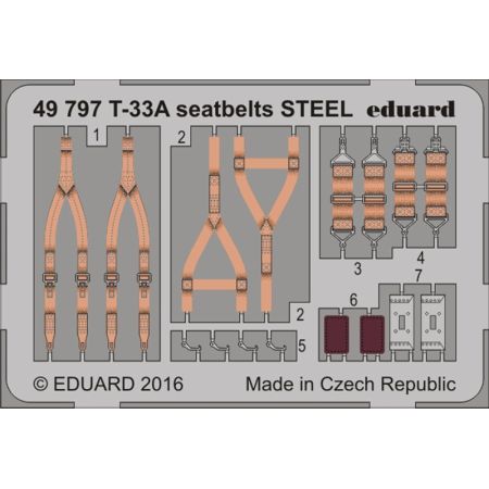 EDUARD 49797 T-33A SEATBELTS STEEL RECOMMANDÉ POUR GREAT WALL HOBBY 1/48