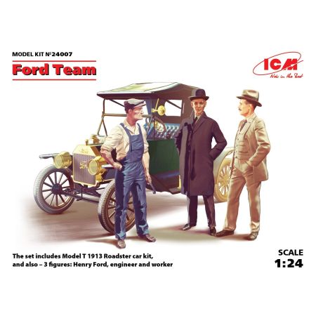 ICM 24007 FORD MODEL T 1913 ROADSTER + 3 FIGURINES 1/24