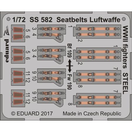 EDUARD SS582 SEATBELTS LUFTWAFFE WWII FIGHTERS STEEL 1/72