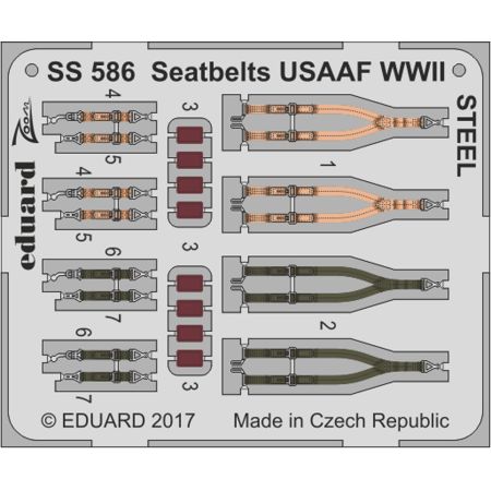 EDUARD SS586 SEATBELTS USAAF WWII STEEL 1/72