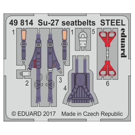 EDUARD 49814 SU-27 SEATBELTS STEEL RECOMMANDÉ POUR HOBBY BOSS 1/48